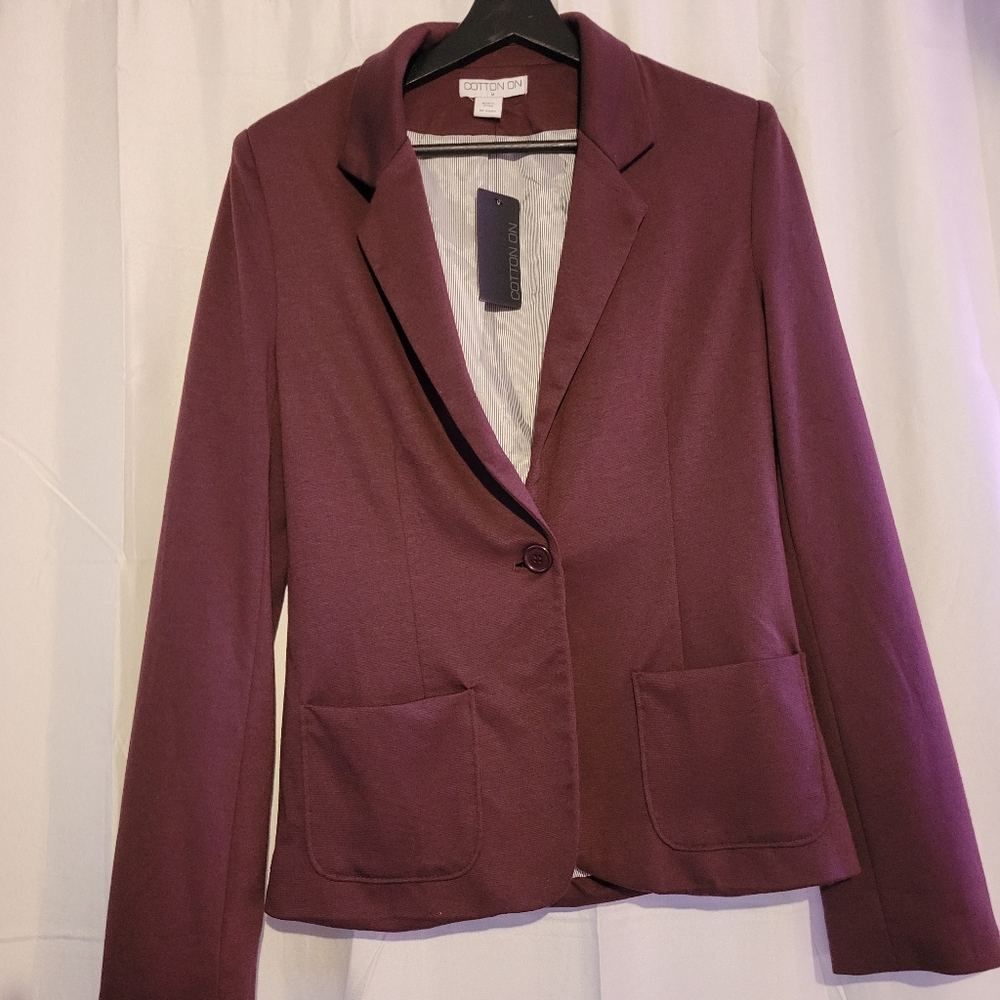 Cotton On Women's Blazer in Deep Purple maroon burgunrdy